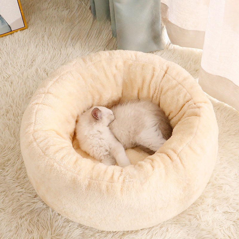 Experience Ultimate Comfort with Our Long Plush Round Pet Bed