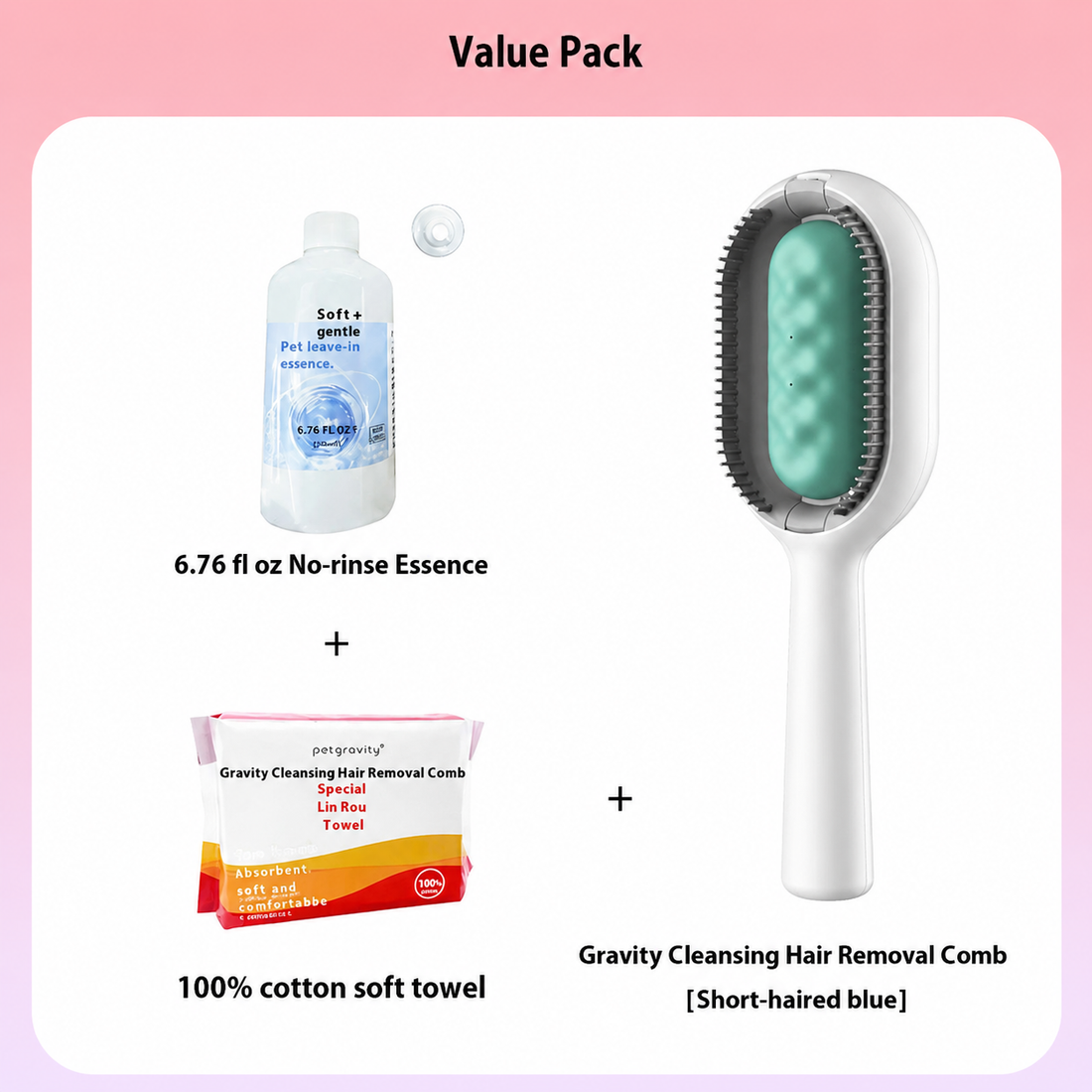 Pet Grooming Brush With Dematting Comb For Hair Removal