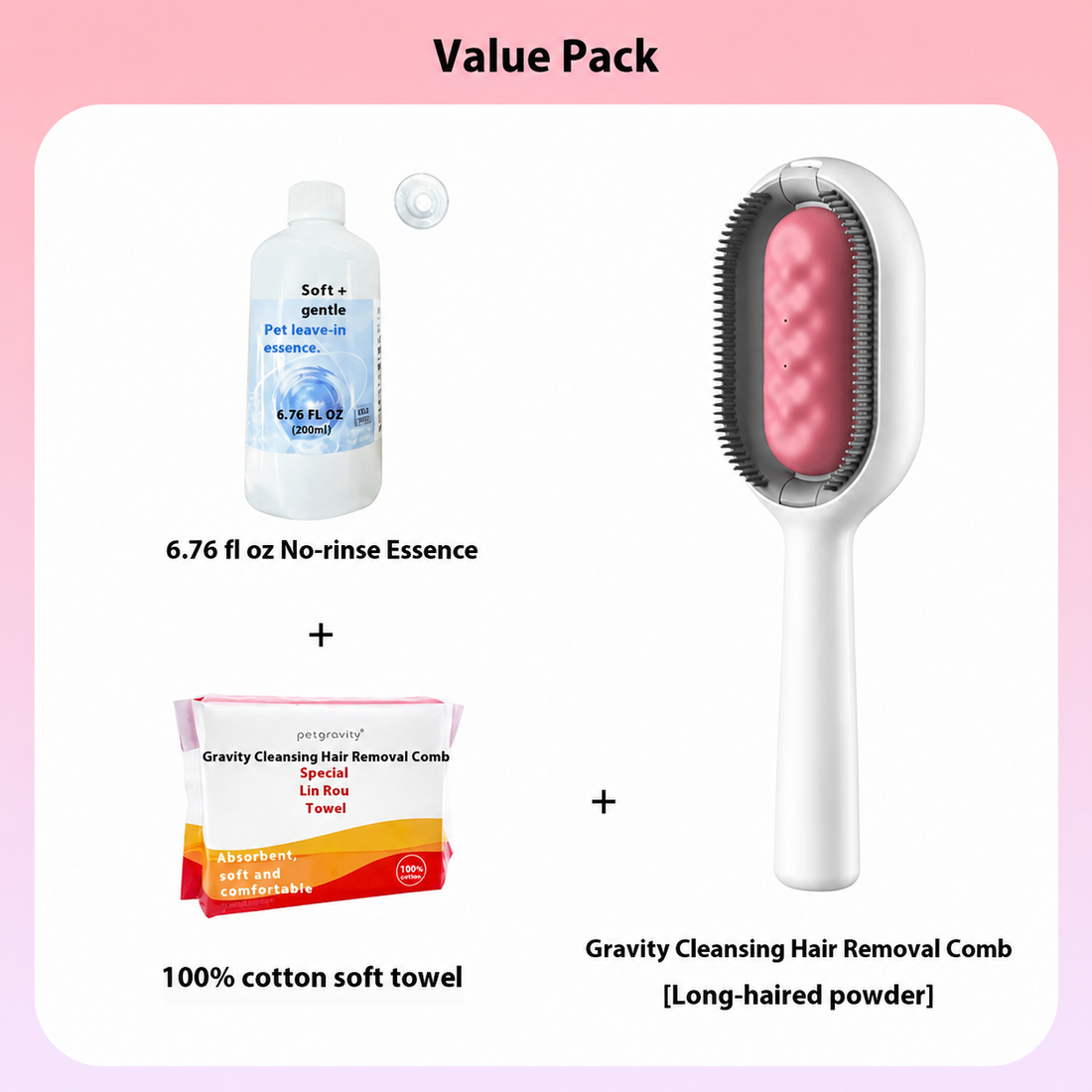 Pet Grooming Brush With Dematting Comb For Hair Removal