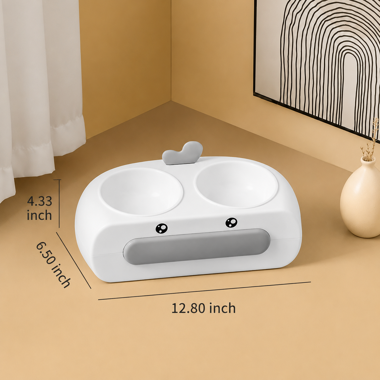 Duck Design Pet Double Feeding Bowl Food And Water Tray