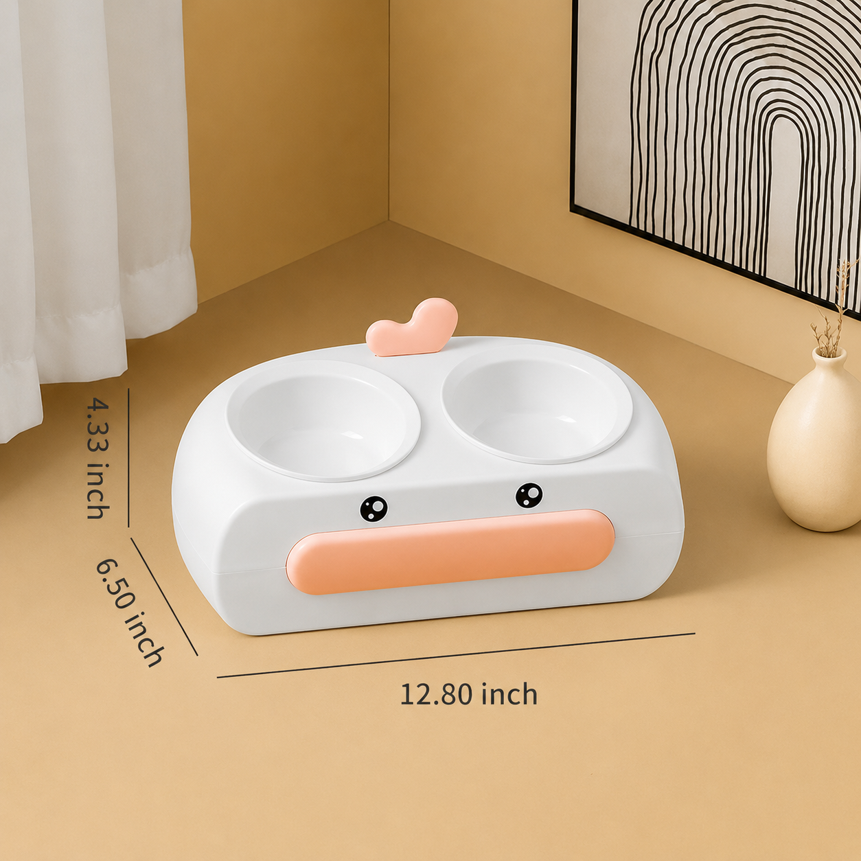 Duck Design Pet Double Feeding Bowl Food And Water Tray