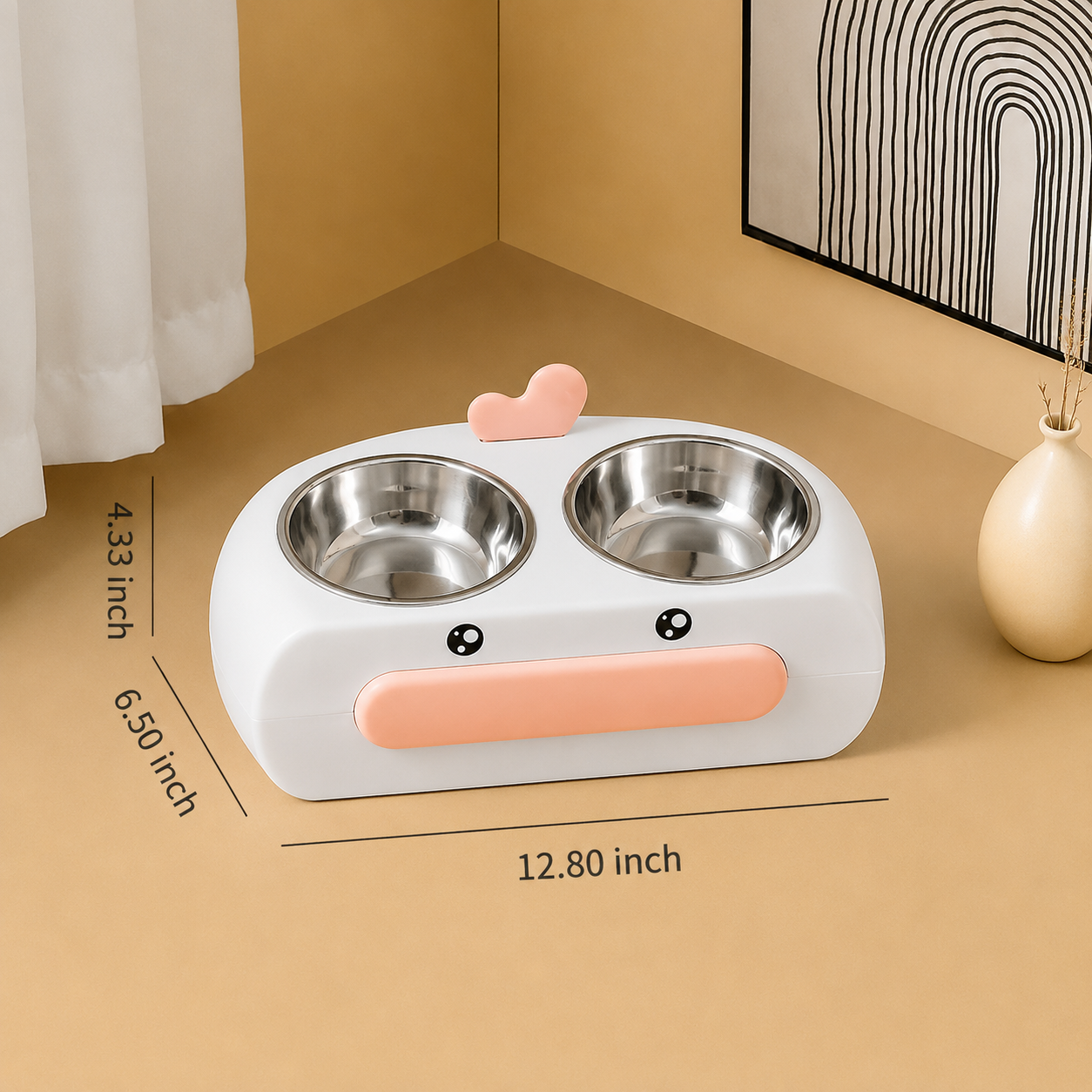 Duck Design Pet Double Feeding Bowl Food And Water Tray