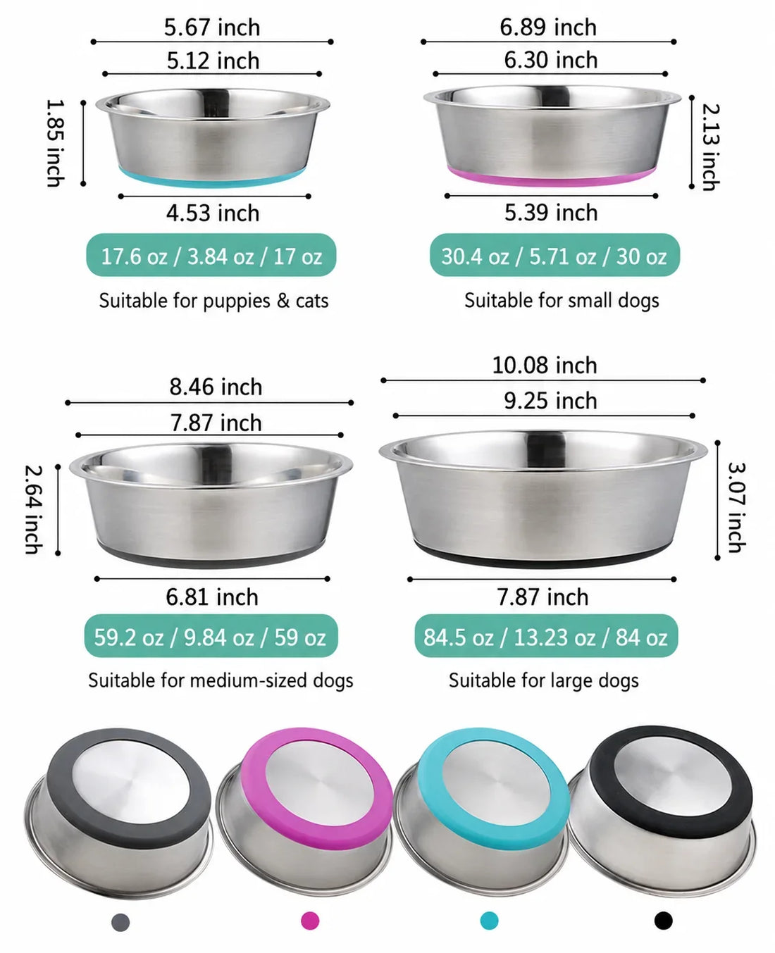 Silicone Pet Bowl With Stainless Steel Feeding Dish