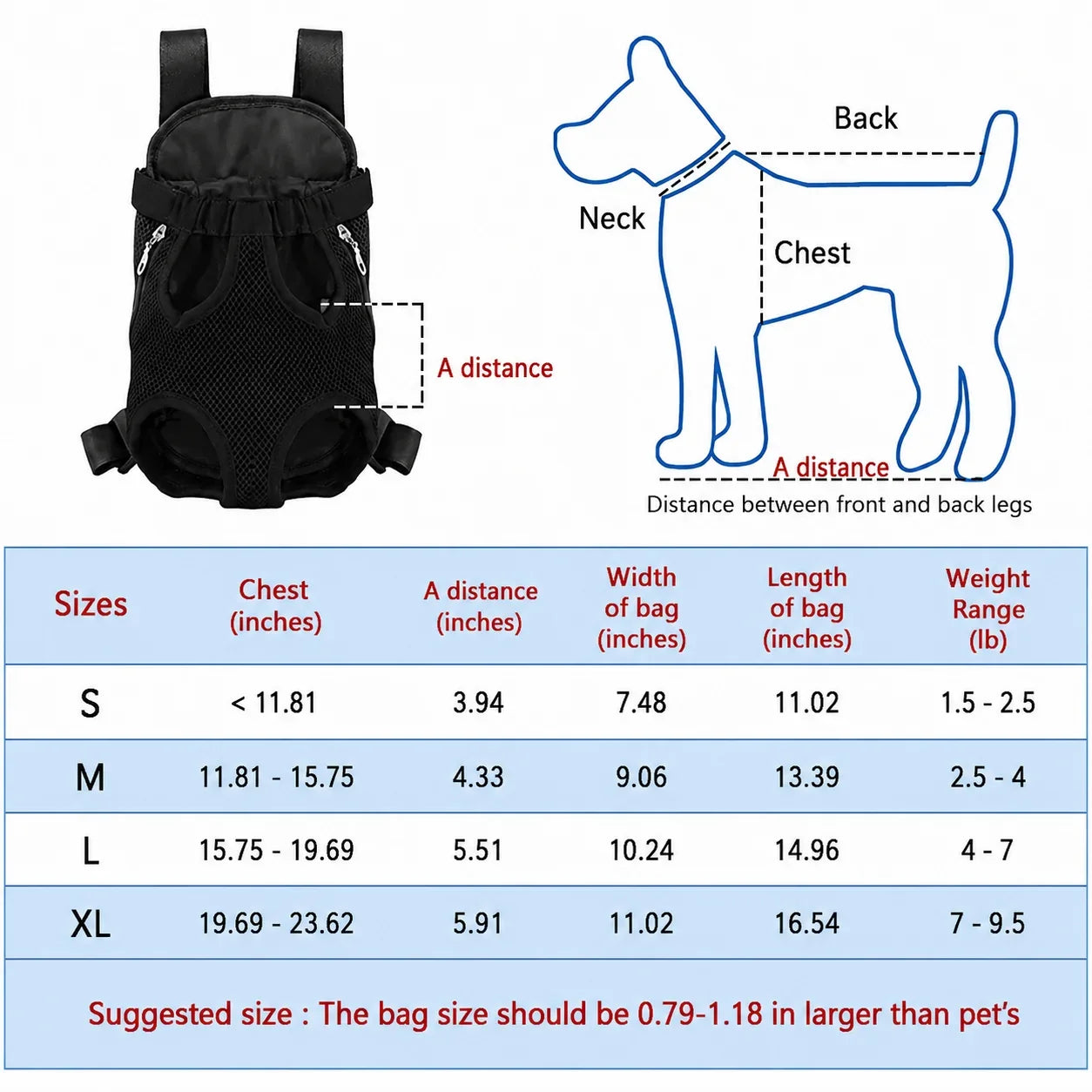 Breathable Adjustable Pet Front Carrier Backpack For Outdoor Travel