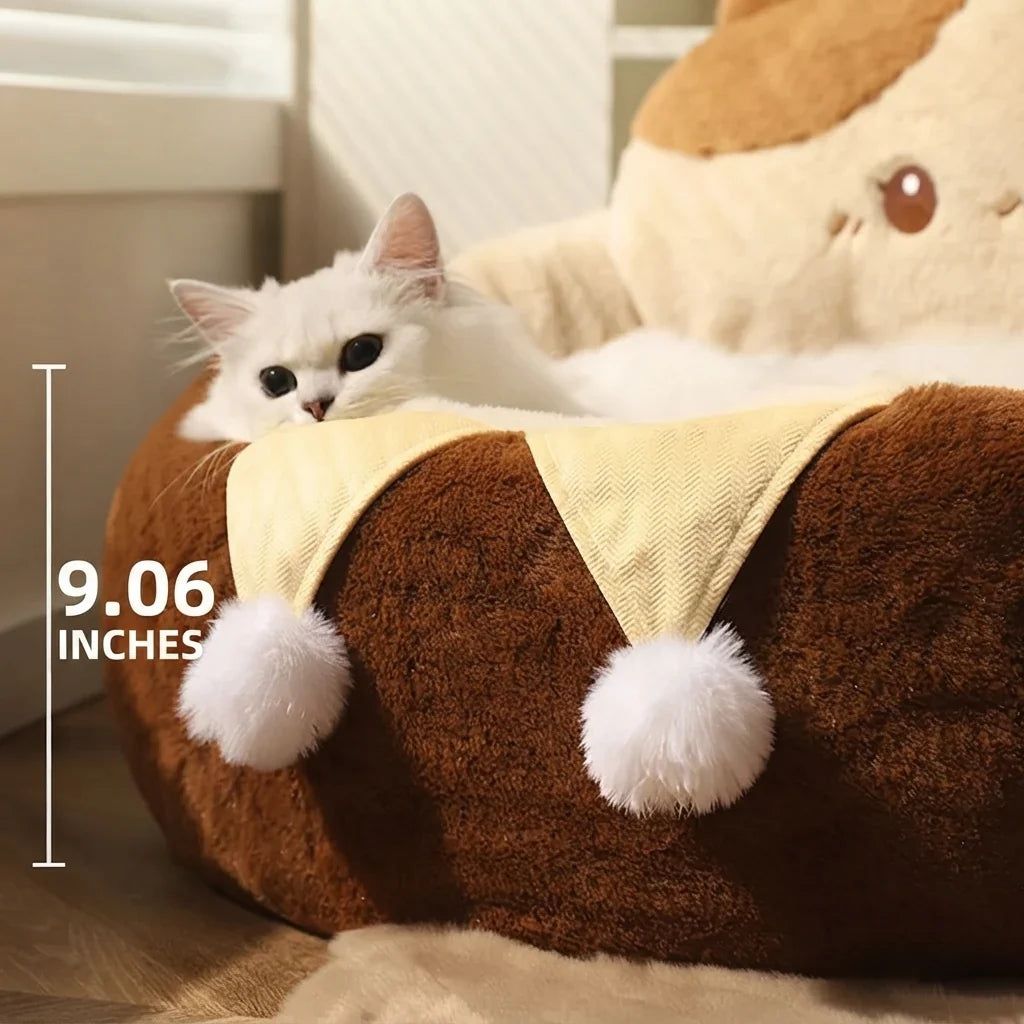 Round Soft Pet Bed Winter Warm Deep Sleep Cushion