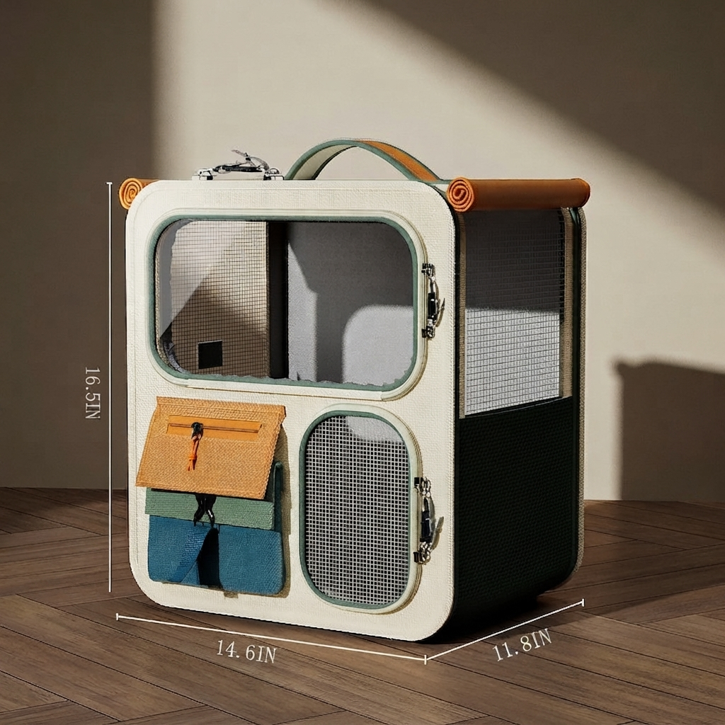 Large-Capacity Luggage-Style Pet Carrier With Multifunctional Backpack Design