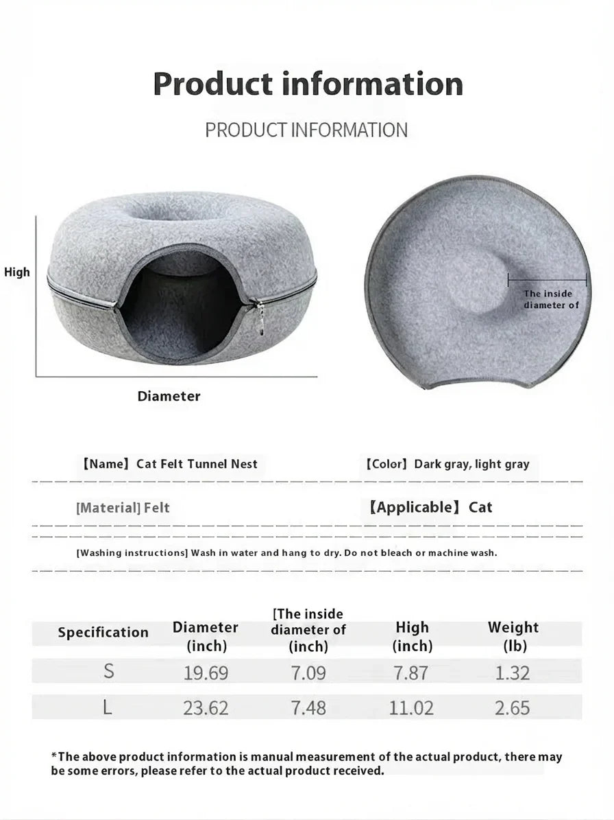 Comfortable Round Pet Bed With Tunnel Design