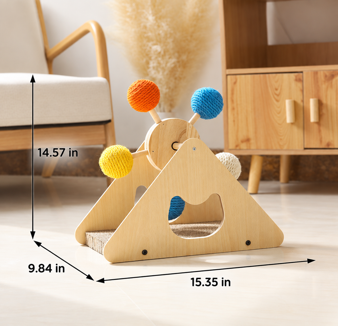 Solid Wood Rotary Pet Scratching Board With Sisal Rope