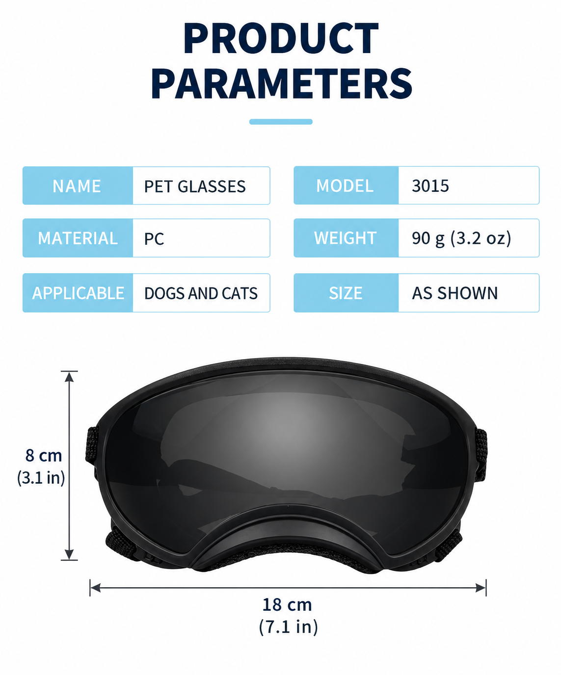 Windproof Pet Ski Goggles For Outdoor Protection