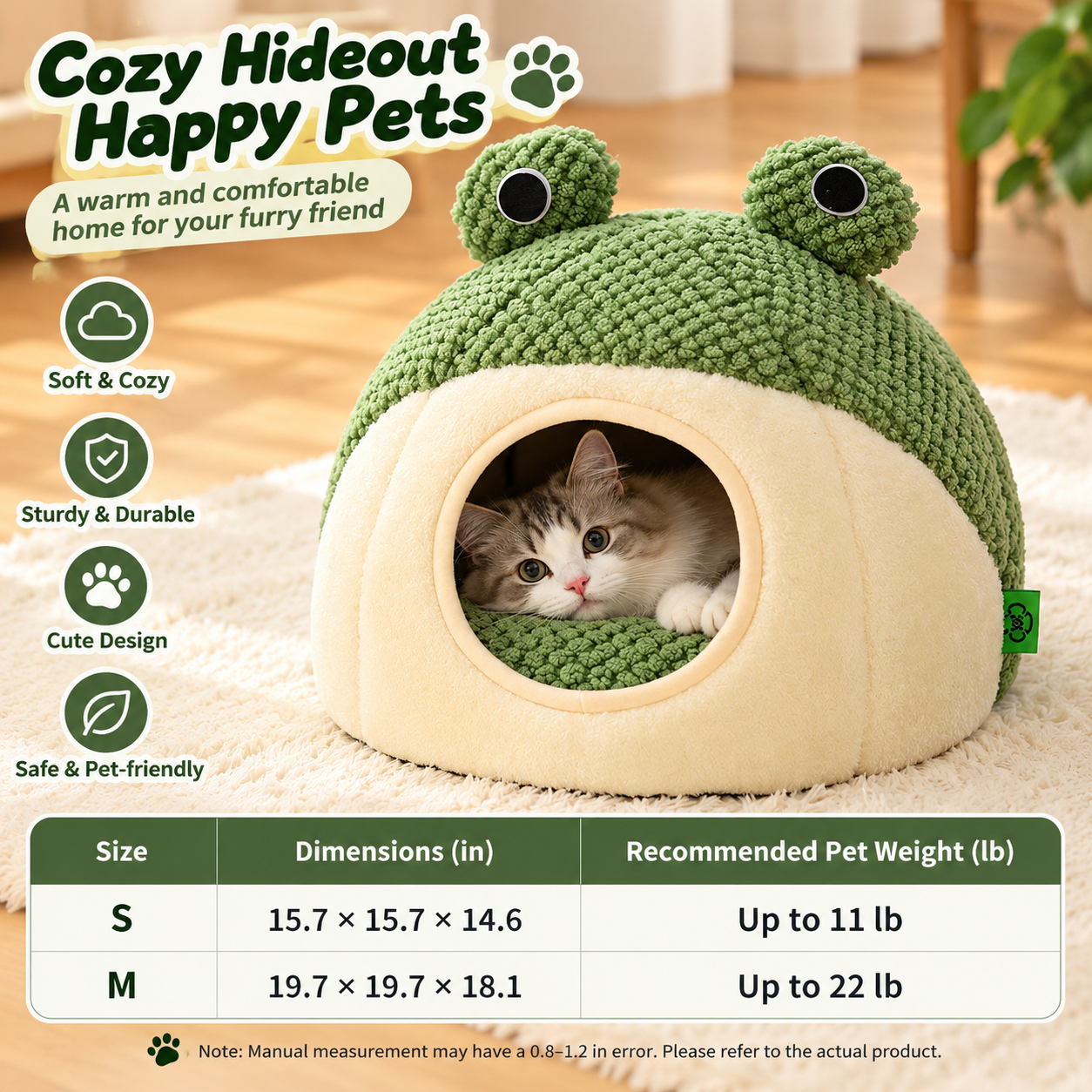 Warm Plush Pet Nest With Cozy Frog Series Design